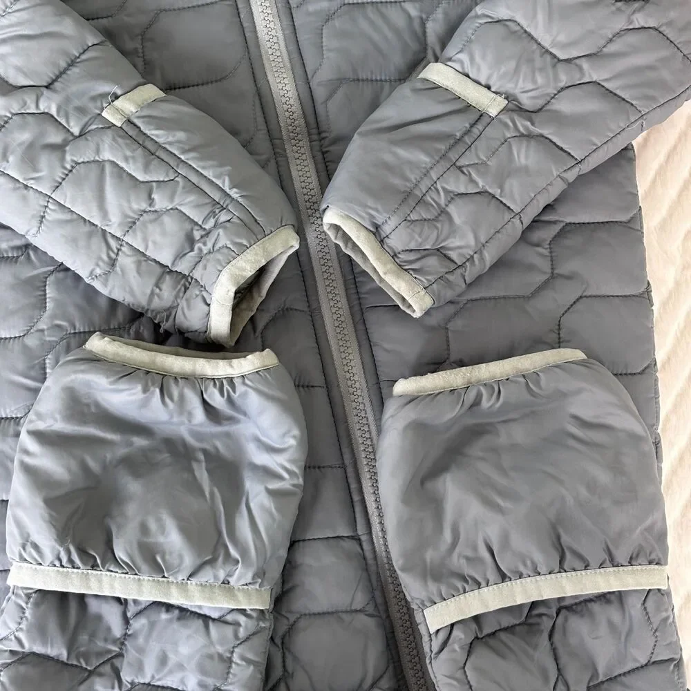 The North Face Baby 18-24M ThermoBall Gray Fleece Lined Hooded Bunting Snowsuit